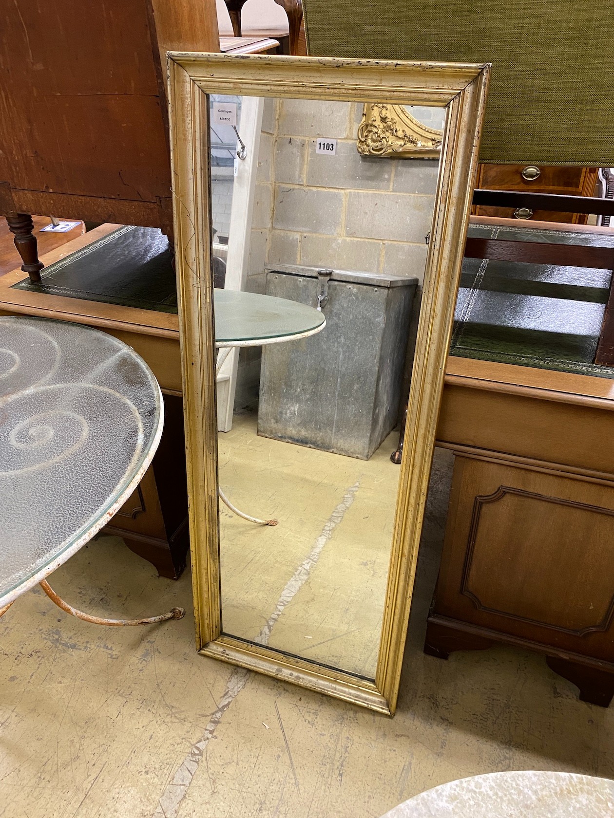 A 19th century rectangular giltwood wall mirror, width 49cm, height 128cm